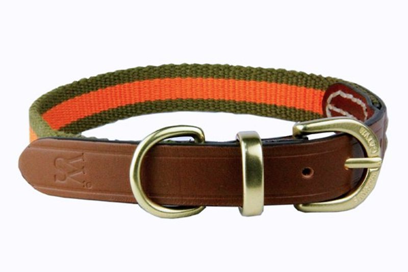 韦斯 [W&S] 典雅织带项圈-尺寸XS-有棕色、黑色、橘色 - 项圈/牵绳 - 真皮 橘色