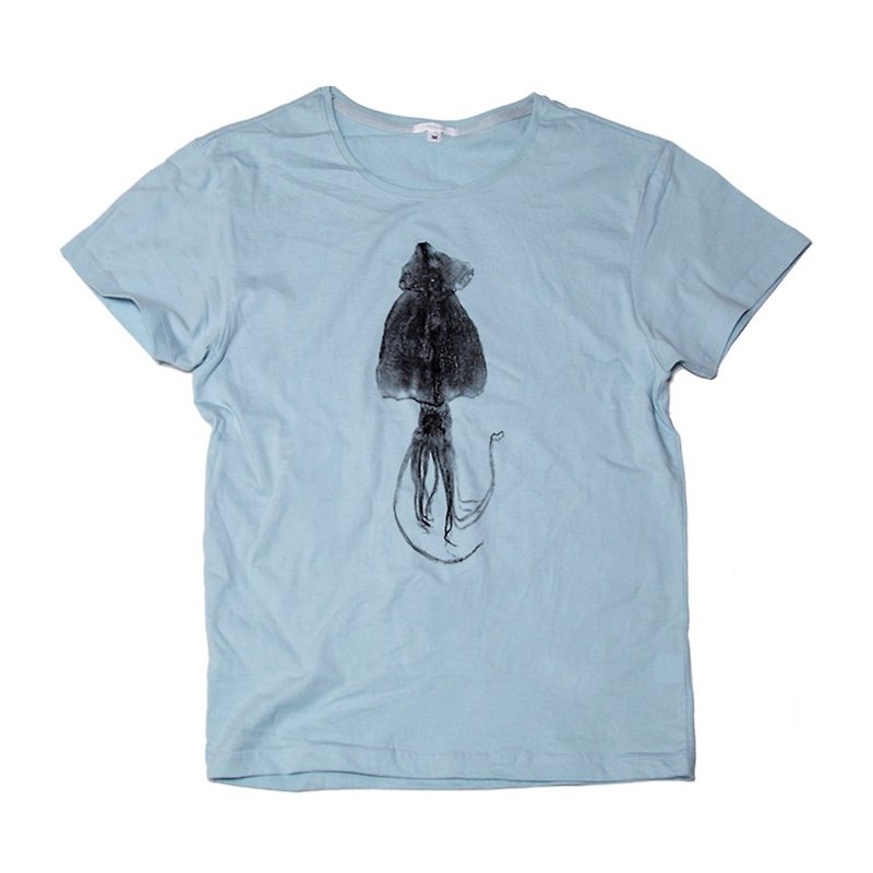 するめ好きへのプレゼントに。　するめ　おもしろTシャツ　ユニセックスXS〜XLサイズ　Tcollector - 女装 T 恤 - 棉．麻 蓝色