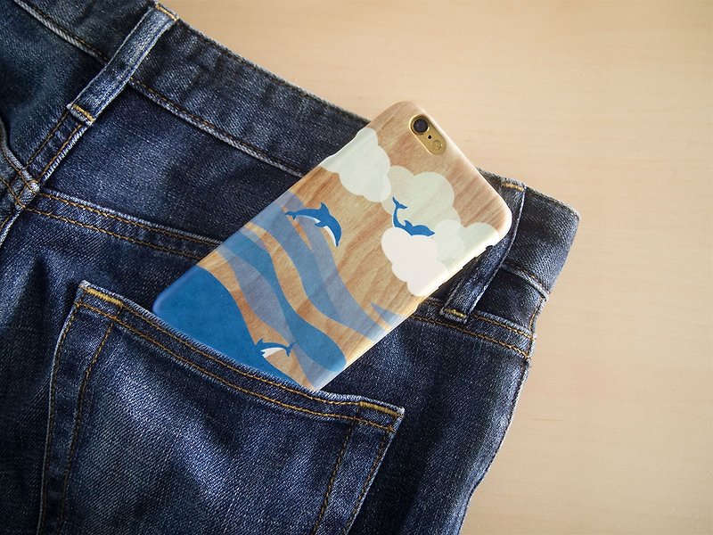 正在冲浪的海豚::手机壳 - 手机壳/手机套 - 塑料 蓝色