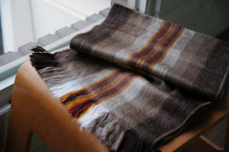 南美洲手工羊驼围巾   棕色双线 - 围巾/披肩 - 其他材质 咖啡色