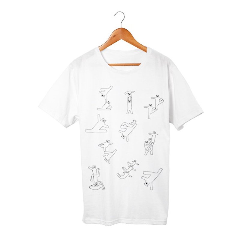 クマ体操1 T-shirt - 中性连帽卫衣/T 恤 - 棉．麻 白色