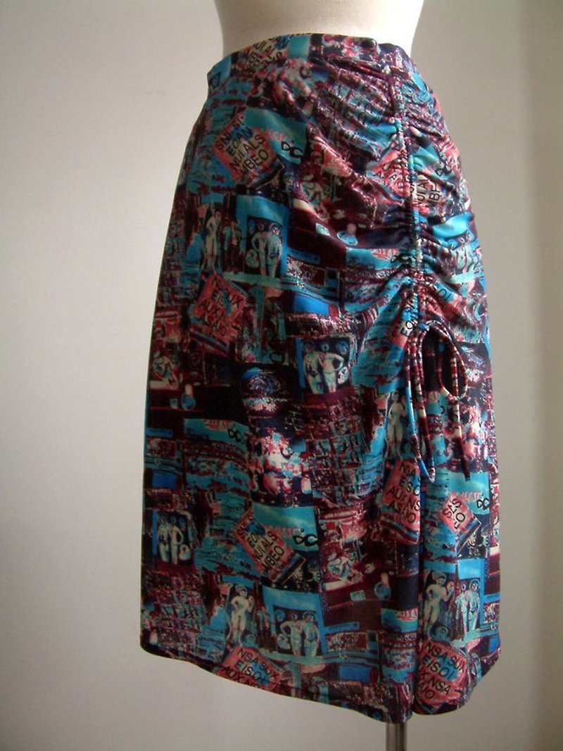 美式图案低腰裙(蓝) - 裙子 - 其他材质 蓝色
