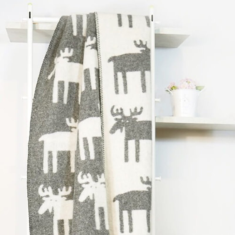 保暖毯子/懒在沙发毯►瑞典Klippan 有机羊毛暖暖毯--大鼻子麋鹿 - 被子/毛毯 - 羊毛 灰色