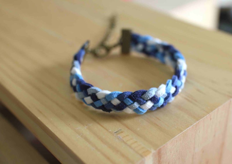 编织手环--韩国麂皮绒【天空与海的距离】 - 手链/手环 - 真皮 蓝色