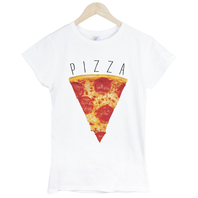 PIZZA SLICE女生短袖T恤-白色 一片比萨 文青 清新 食物 设计 自创 品牌 - 女装 T 恤 - 纸 白色