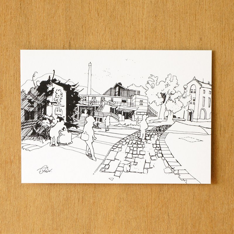 【一色】系列手绘风景明信片‘台湾 · 华山文化园区’ - 卡片/明信片 - 纸 黑色