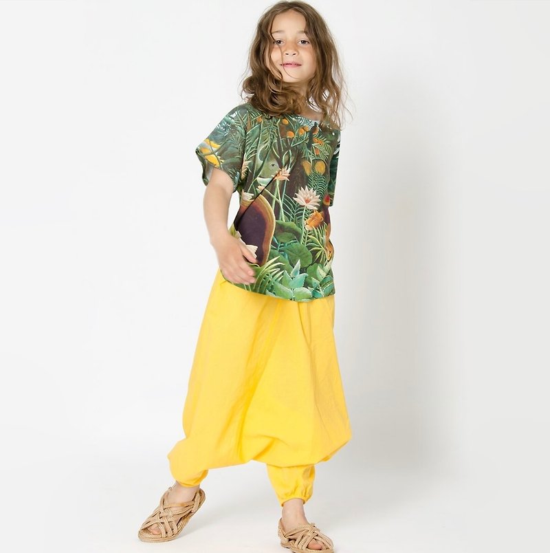 瑞典有机棉童装透气宽裤 亲子装120cm至170cm黄色 - 女装长裤 - 棉．麻 黄色