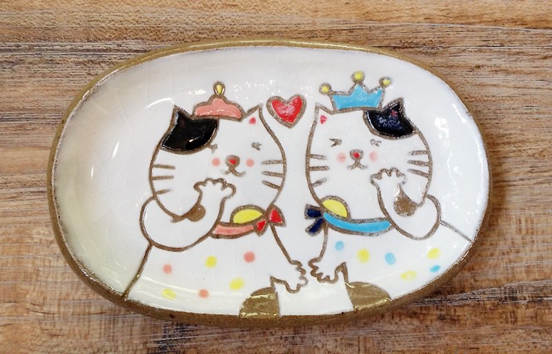 【点心盘】猫咪小王子─两个恰恰好 - 花瓶/陶器 - 陶 