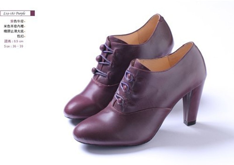 紫 独特性感裸靴 - 女款牛津鞋/乐福鞋 - 真皮 紫色