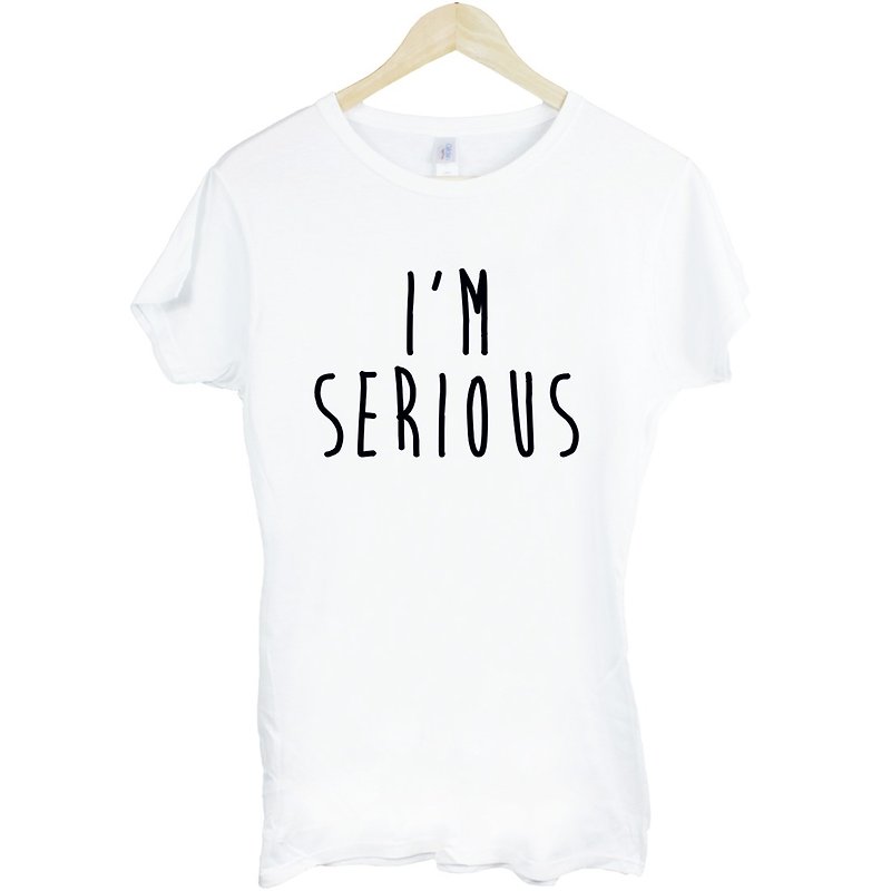 I'M SERIOUS女生短袖T恤-2色 文字 文青 艺术 设计 时髦 趣味 - 女装 T 恤 - 其他材质 多色