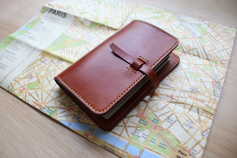 【Mini5】手缝皮革护照套 - 护照夹/护照套 - 真皮 