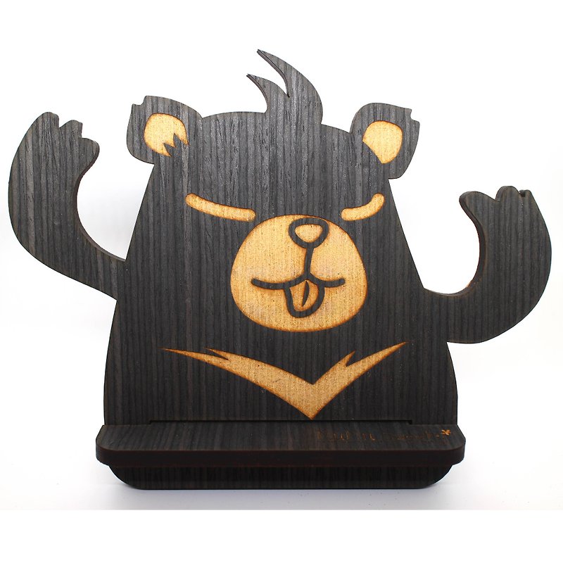 MuMu Sweety ✿ 黑熊 / 手机座 / 平板座 - 手机座/防尘塞 - 木头 黑色