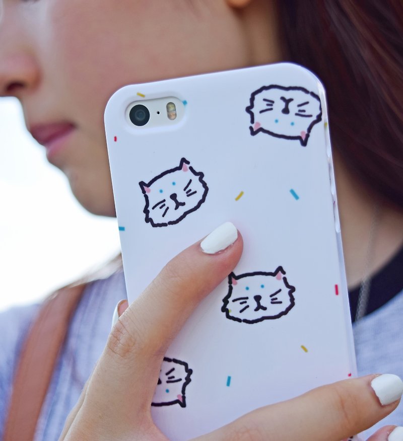 波斯猫 iPhone HTC手机壳 定制型号 刻字 Sony Samsung保护套 缤纷 猫咪手机壳 宠物手机壳 可爱动物 插画 质感 交换礼物 生日礼物   - 手机壳/手机套 - 塑料 白色