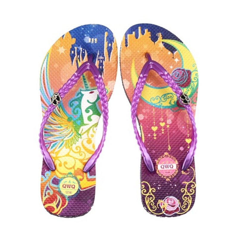 QWQ创意设计人字拖鞋-幻夜-紫【FA0141503】 - 女款休闲鞋 - 防水材质 紫色