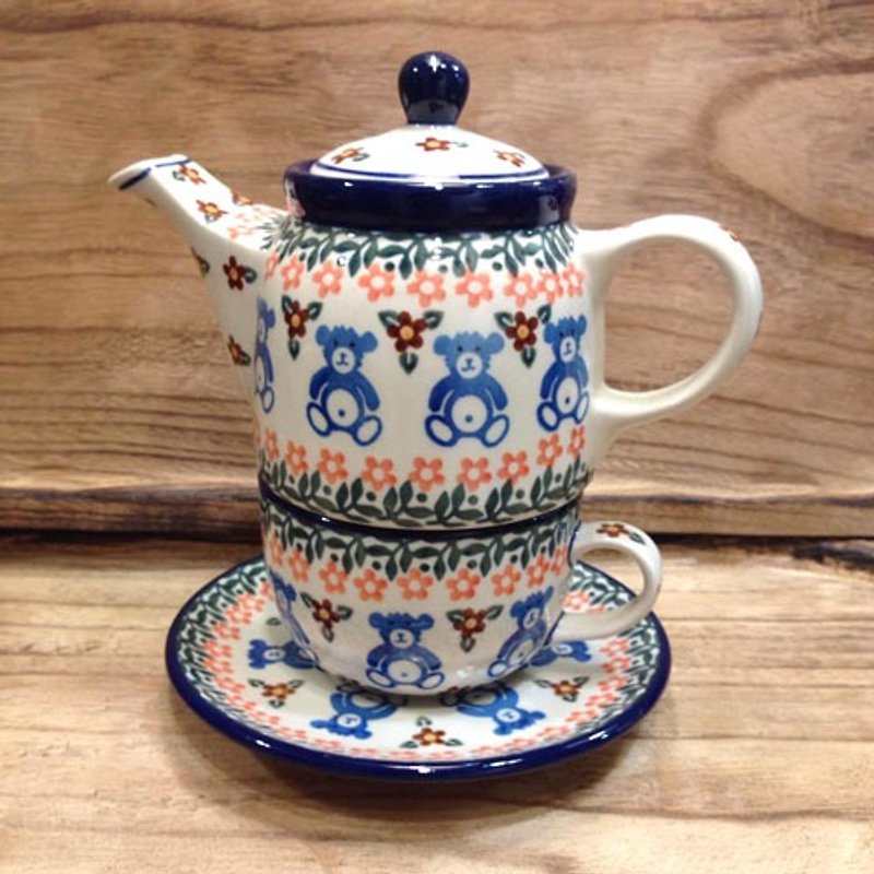 波兰手工个人壶(可爱小熊) - 茶具/茶杯 - 其他材质 蓝色