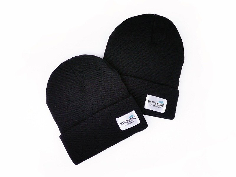 火柴木设计 Matchwood Simple Logo Beanie 高厚度保暖针织帽 毛帽 可反折 黑色款 季节限定  交换礼物 圣诞节 - 帽子 - 其他材质 黑色