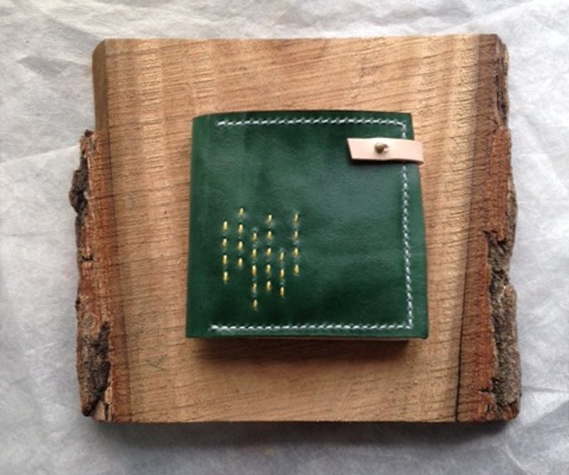 森林绿皮夹_手缝植鞣皮革 - 皮夹/钱包 - 真皮 绿色
