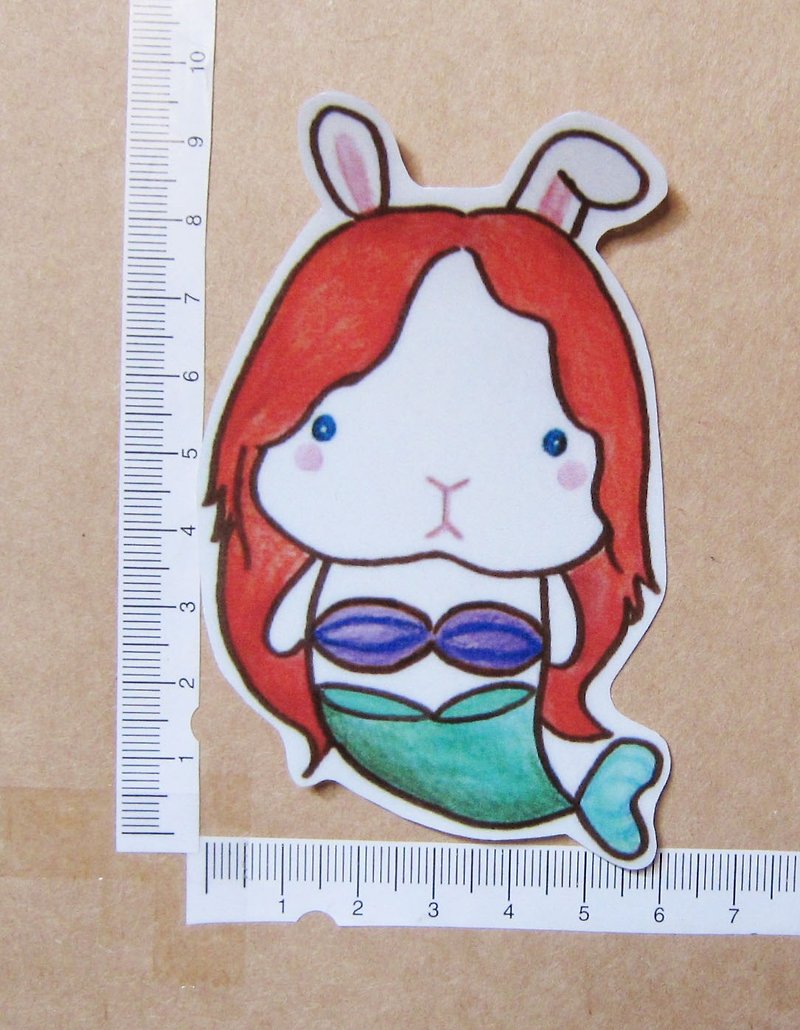 手绘插画风格 完全 防水贴纸 童话兔 人鱼公主 美人鱼 mermaid - 贴纸 - 防水材质 多色
