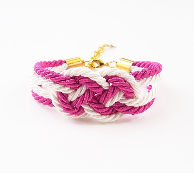 Pink / white nautical bracelet - 手链/手环 - 纸 粉红色