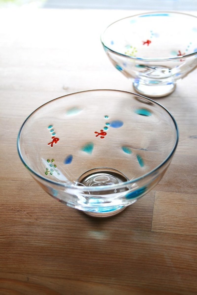 夏風景の鉢（高台付き） - 厨房用具 - 玻璃 蓝色