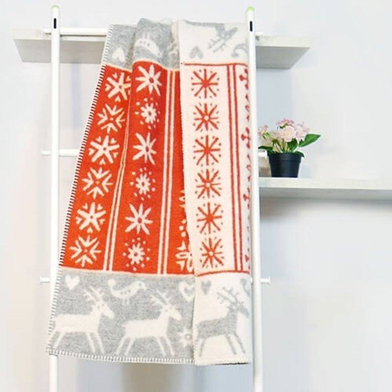保暖毯子 瑞典Klippan 有机羊毛暖暖毯--北欧极光小精灵 (红色) - 被子/毛毯 - 羊毛 红色