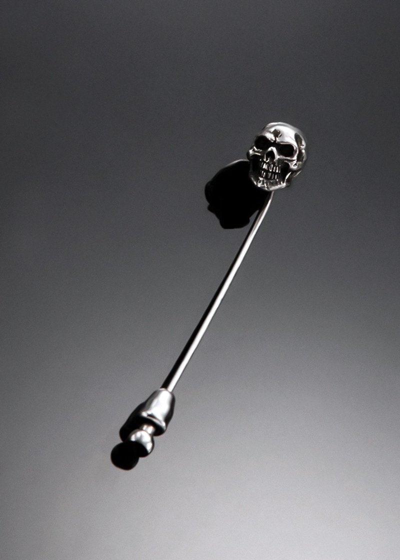 Skull M Type Pin | 简约骷髅领带扣插针胸针 - 胸针 - 纯银 银色