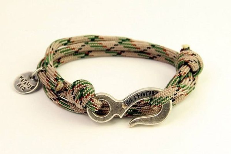 【METALIZE】Hook with rope bracelet 三圈式伞绳手链 -工业钩款-绿迷彩(古银色) - 手链/手环 - 其他金属 