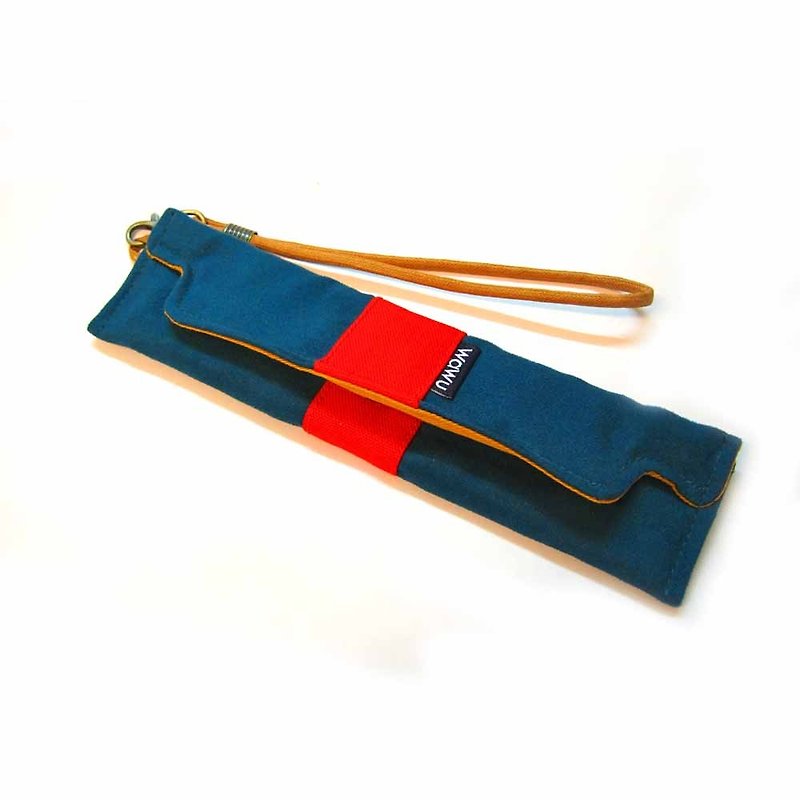笔袋/筷套 (蓝绿绒) (附木制筷子和汤匙) 接单生产* - 汤勺/锅铲 - 棉．麻 蓝色