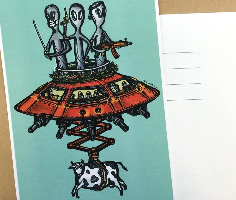 外星文明中被消失的牛 - 明信片及高品质画作印刷 - 卡片/明信片 - 其他材质 