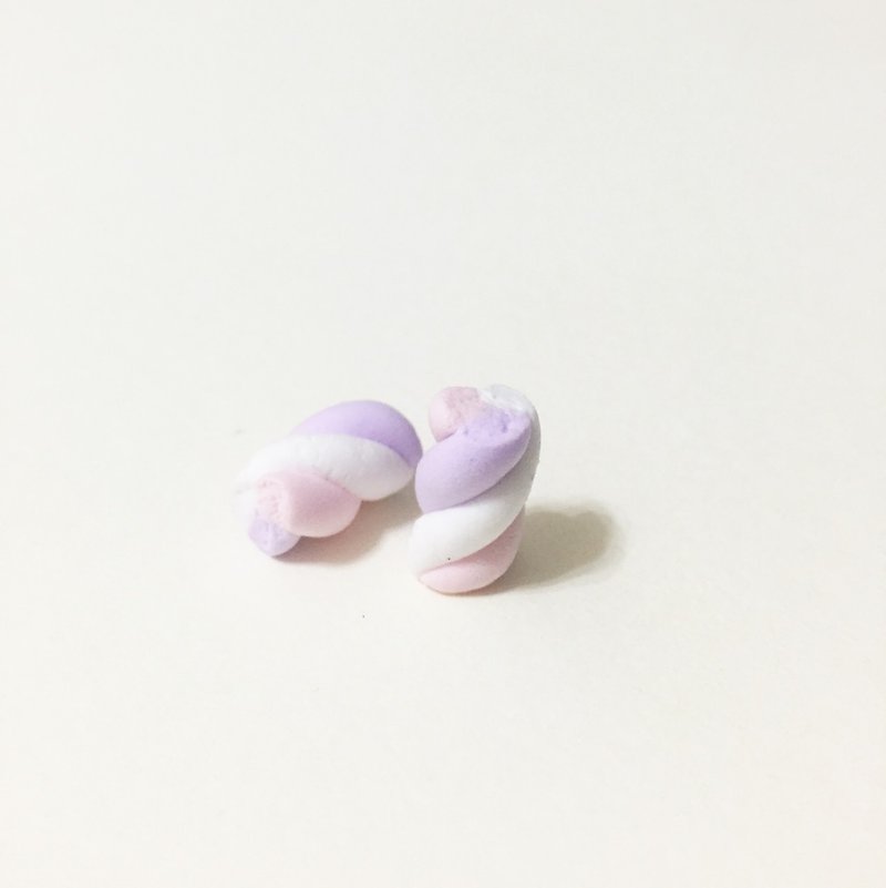 棉花糖耳环组(两个一组)(可改耳夹式) - 耳环/耳夹 - 粘土 多色