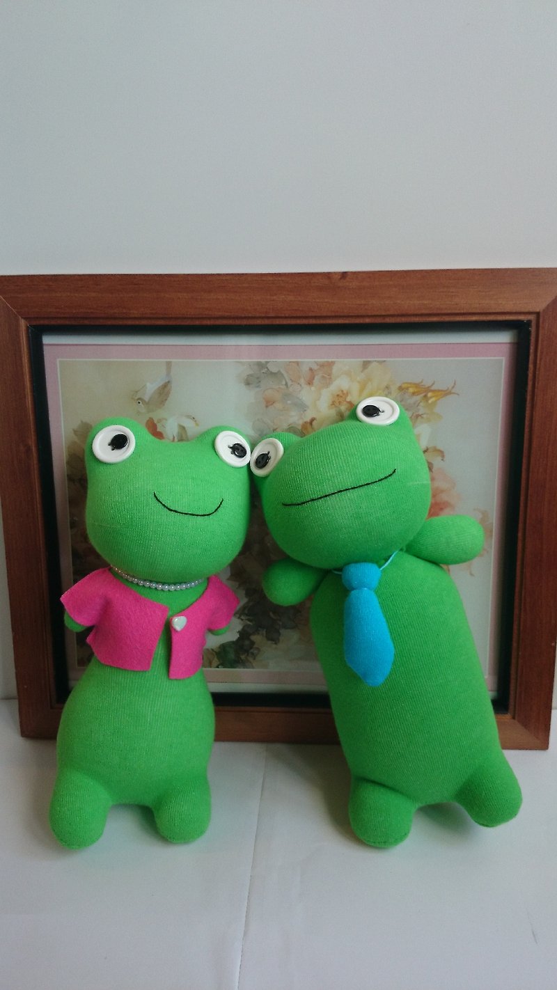 短腿蛙家族蛙爸&蛙妈(一对)  玩偶 袜子娃娃 青蛙 - 玩偶/公仔 - 其他材质 