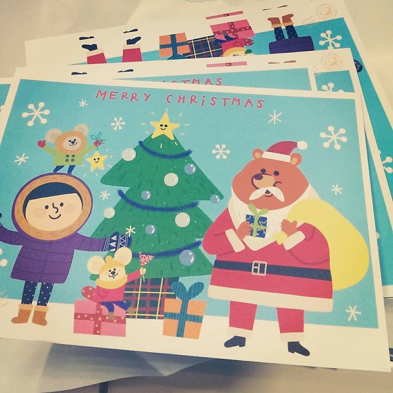 FiFi明信片－Merry Christmas 耶诞快乐 - 卡片/明信片 - 其他材质 红色