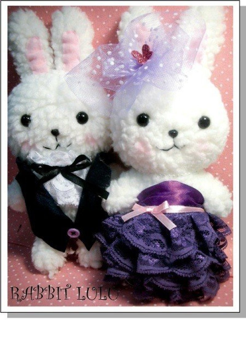 RABBITLULU【兔子娃娃 结婚兔 浪漫紫婚纱 】结婚礼物。婚礼布置。安床娃娃。车头彩 露露兔 - 玩偶/公仔 - 其他材质 紫色