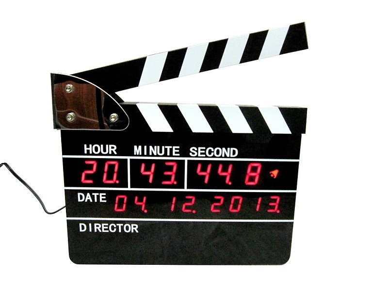 Big Movie Clapper LED Wall clock(Alarm Function导演板LED挂钟 - 时钟/闹钟 - 玻璃 黑色