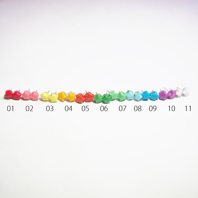 幸运星耳钉(十一色) - 彩虹缤纷甜蜜色调 - 耳环/耳夹 - 纸 多色