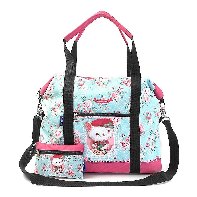 喵伊 - 喵咪小画家| 旅行袋 | 大容量 | 肩背包 | 斜背包 | 手提包 - 侧背包/斜挎包 - 防水材质 粉红色