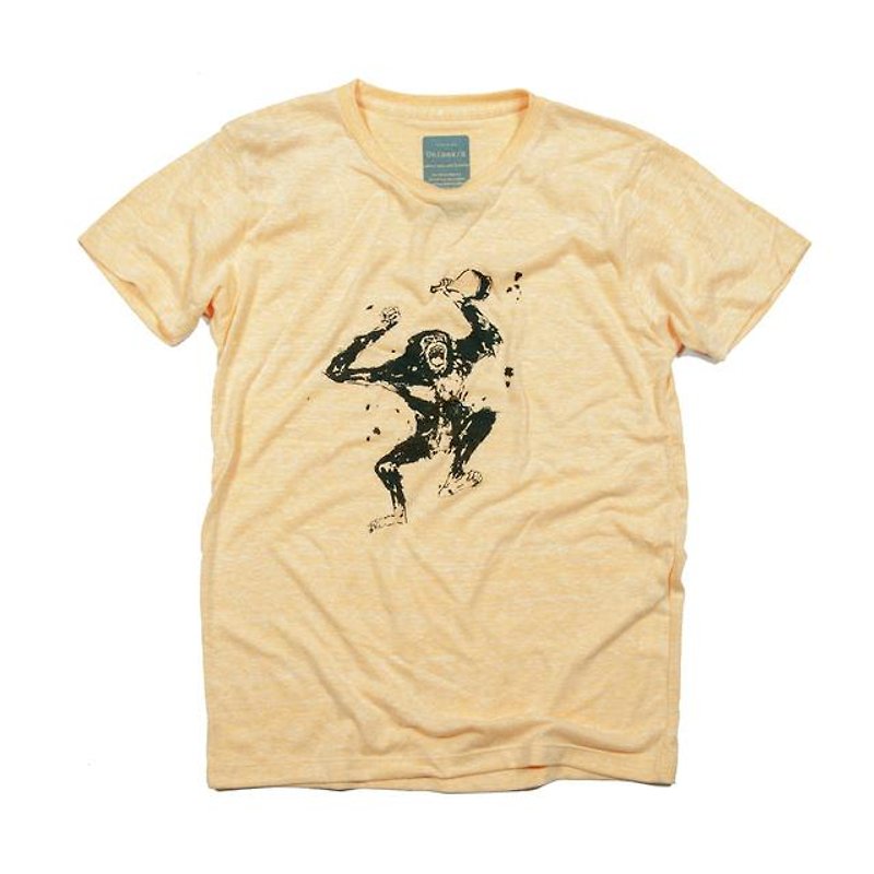 申年　猿の酔拳 動物 Tシャツ　ユニセックスXS〜XLサイズ　Tcollector - 女装 T 恤 - 棉．麻 黄色