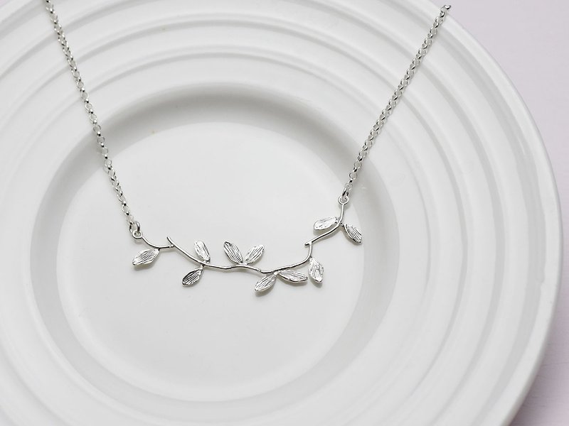 小树枝 | 细项链 925纯银 锁骨链 手工银饰 情人礼物 - 项链 - 纯银 银色