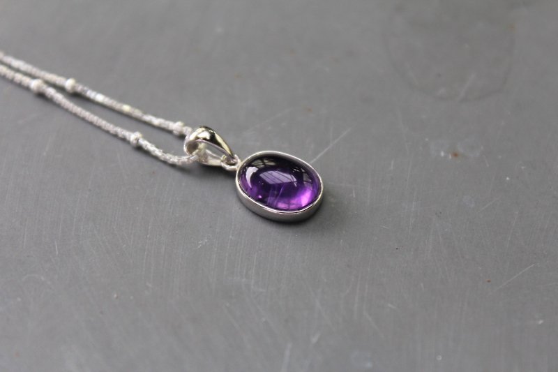Amethyst天然石-大地系紫水晶925纯银项链 - 项链 - 宝石 紫色