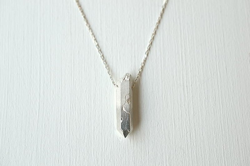 水晶の原石モチーフネックレス - 项链 - 其他金属 银色