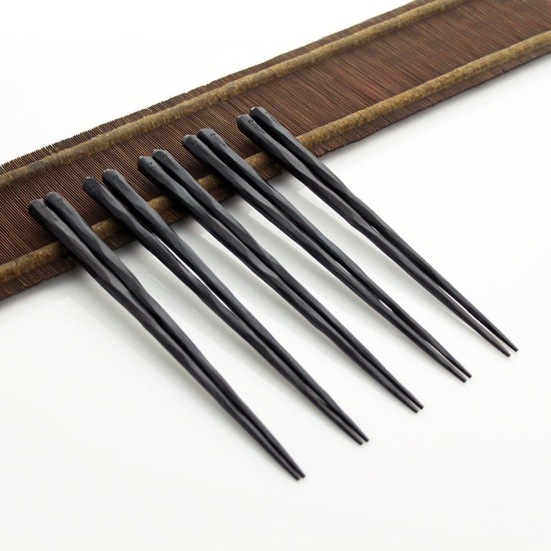 dipper 天然生漆黑檀木手工筷组-五双入 - 筷子/筷架 - 木头 黑色