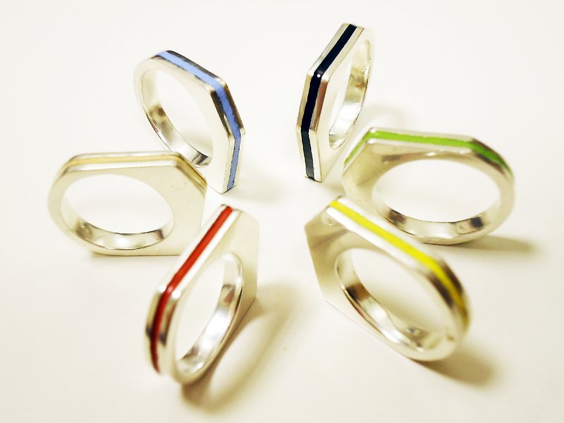 DEFEND RING 彩色珐琅戒指 设计师经典商品 男戒 女戒 - 戒指 - 其他金属 多色