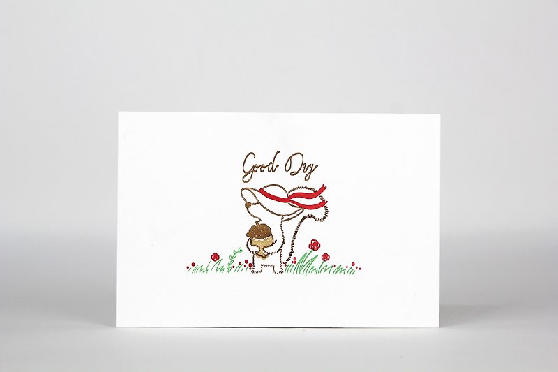 【凸版印刷】明信片-松鼠美好的一天(570磅啤酒卡/腰带/信封/封口贴纸)  圣诞卡片/万用卡片/生日卡片 - 卡片/明信片 - 纸 粉红色