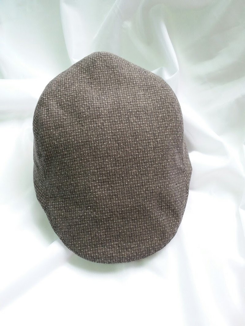 灰褐先染细织狩猎帽(Flat Cap) - 帽子 - 棉．麻 咖啡色