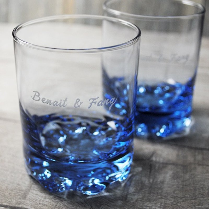 220cc(一对价)【MSA 刻字威士忌杯】深海蓝意大利结婚礼物 - 酒杯/酒器 - 玻璃 蓝色