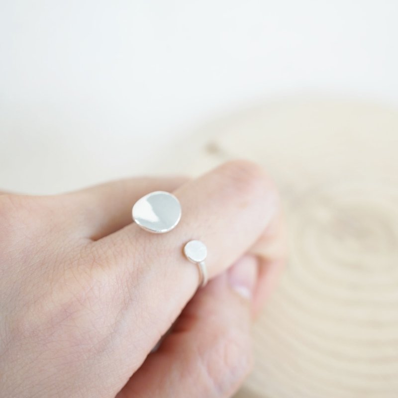 个性造型钮扣戒指-纯银款 - 戒指 - 纯银 银色