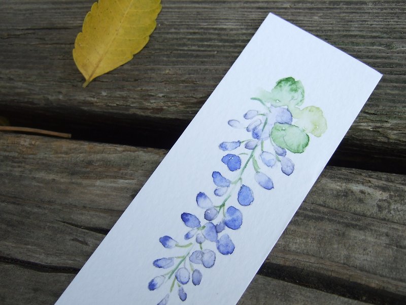 紫藤 手绘水彩书签(原画) - 卡片/明信片 - 纸 蓝色