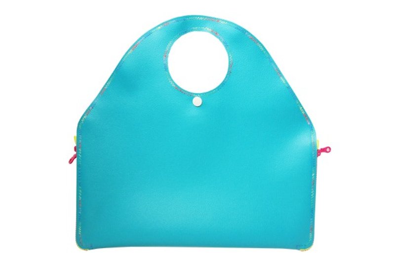 蓝绿色皮纹2面防水挂袋便当餐垫手提袋4 way bag - 手提包/手提袋 - 防水材质 多色
