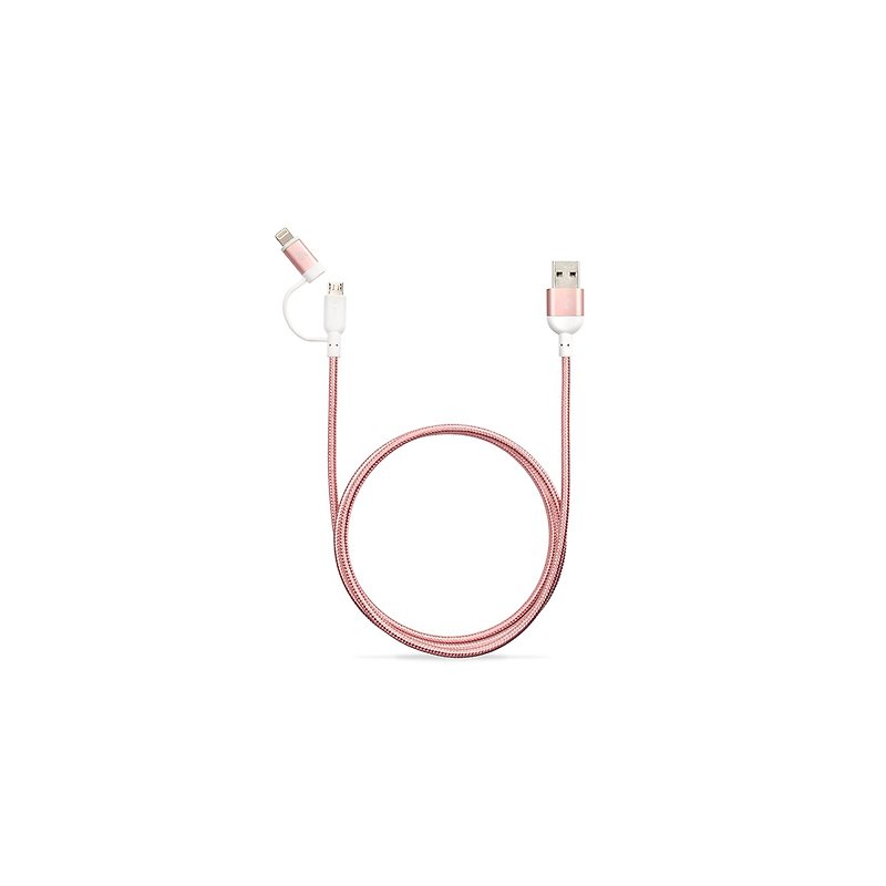 PeAk Duo 双用金属编织线 1.2M 玫瑰金 - 充电宝/传输线 - 其他金属 粉红色