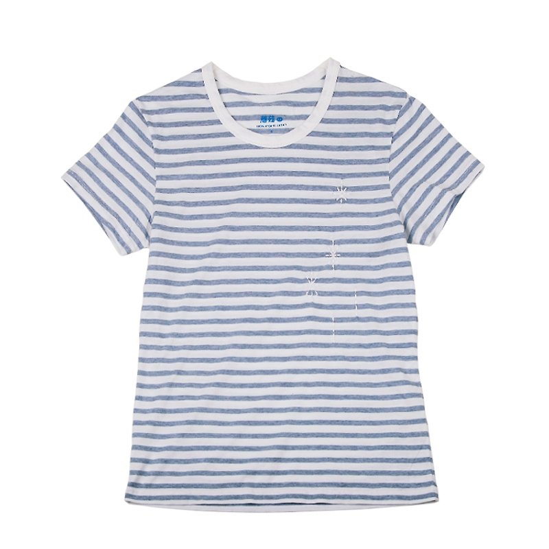 蘑菇mogu / T恤 / 米米 / 蓝白横条 - 女装 T 恤 - 棉．麻 多色